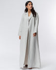 Trench Abaya in Light Grey Linen