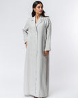 Trench Abaya in Light Grey Linen