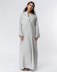 Trench Abaya in Light Grey Linen