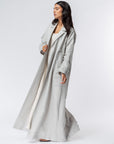 Trench Abaya in Light Grey Linen