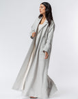 Trench Abaya in Light Grey Linen