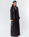 Trench Abaya in Metallic Black