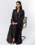 Trench Abaya in Metallic Black