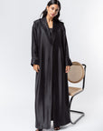 Trench Abaya in Metallic Black