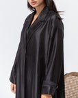 Trench Abaya in Metallic Black