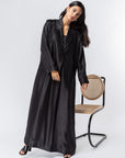 Trench Abaya in Metallic Black