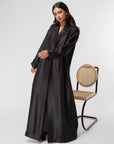 Trench Abaya in Metallic Black RTW