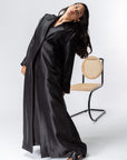 Trench Abaya in Metallic Black