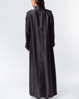 Trench Abaya in Metallic Black