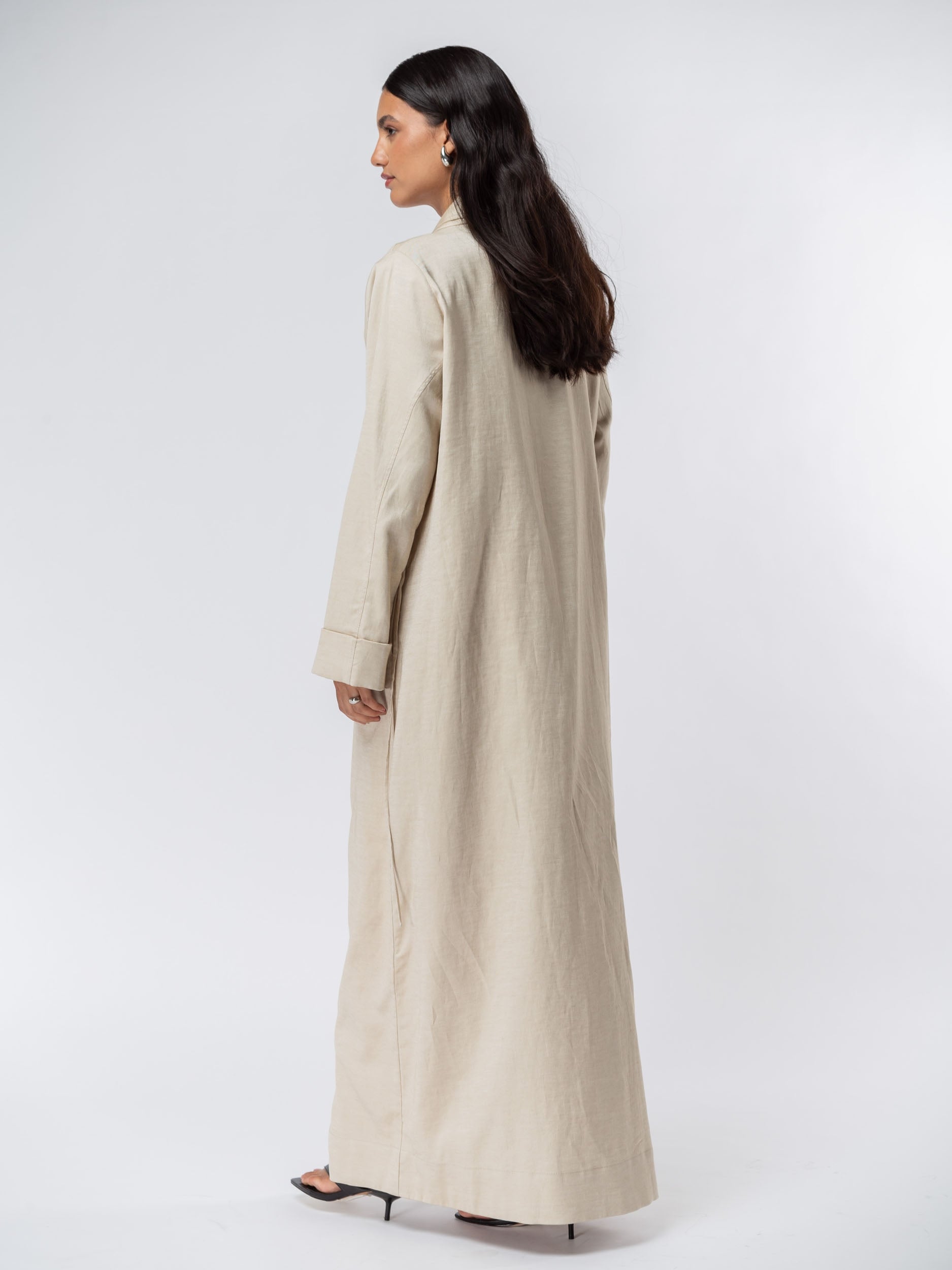 Suit Pocket Abaya in Beige