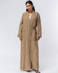 Suit Pocket Abaya in Brown Linen