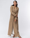 Suit Pocket Abaya in Brown Linen