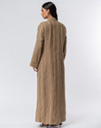 Suit Pocket Abaya in Brown Linen