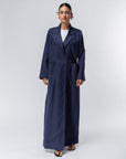 Suit Pocket Abaya in Navy Blue Linen