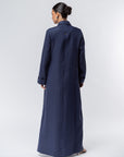 Suit Pocket Abaya in Navy Blue Linen