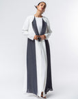 Layer Abaya in White with Navy