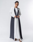 Layer Abaya in White with Navy