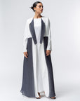 Layer Abaya in White with Navy