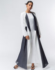 Layer Abaya in White with Navy