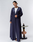 Satin Layer Abaya in Midnight Blue