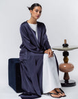 Satin Layer Abaya in Midnight Blue