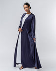 Satin Layer Abaya in Midnight Blue