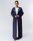 Satin Layer Abaya in Midnight Blue