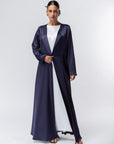 Satin Layer Abaya in Midnight Blue