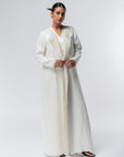 Double Collar Abaya in White