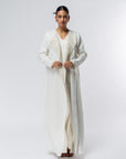 Double Collar Abaya in White