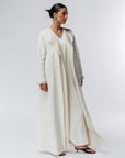 Double Collar Abaya in White