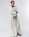 Double Collar Abaya in White