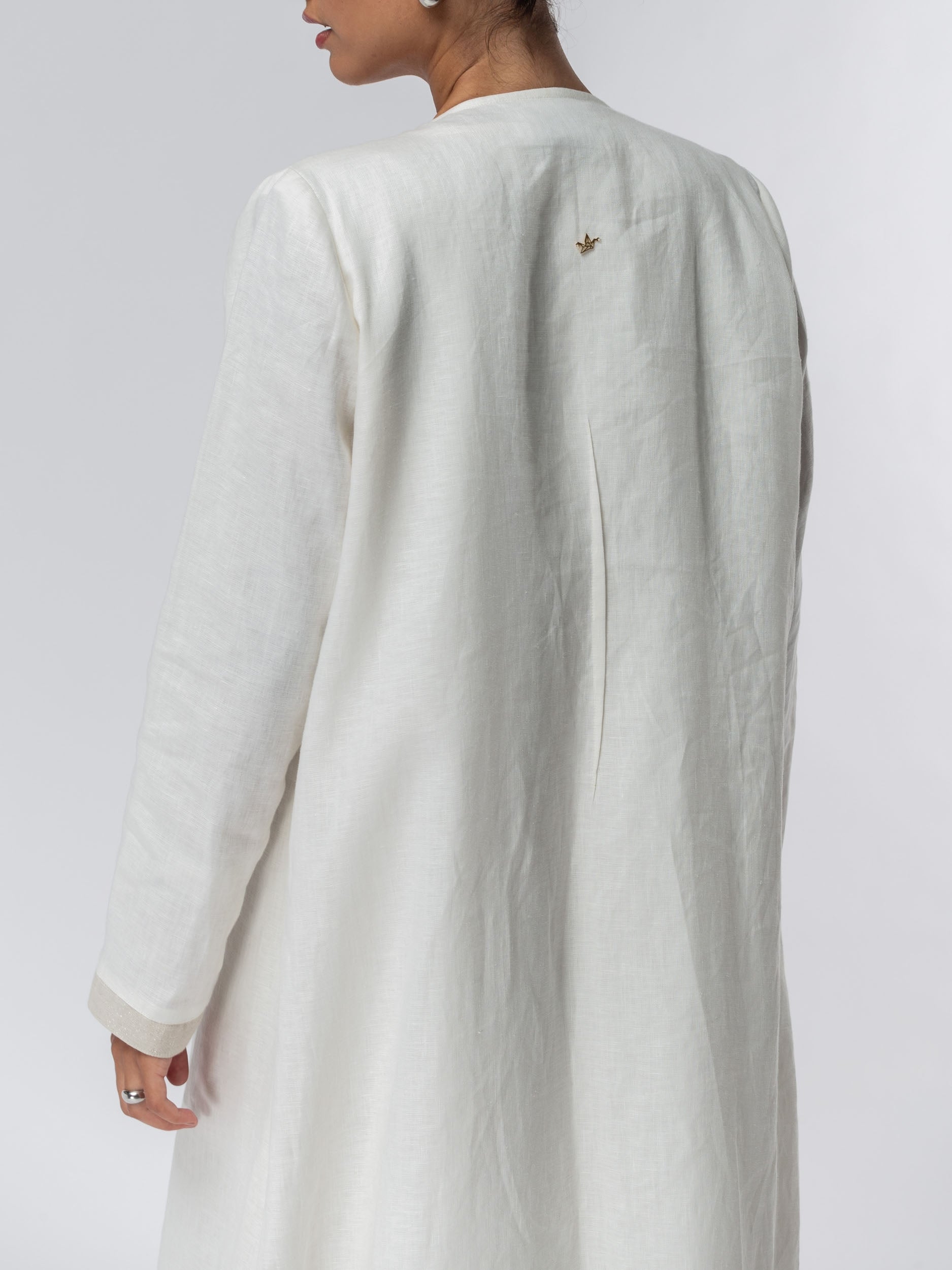 Double Collar Abaya in White