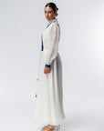 Luxury Silk Kaftan with Navy Blue Front