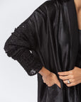 Sleeve Abaya in Metallic Black