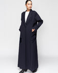 Winter Abaya in Navy with Velvet Birds in Flight