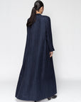 Luxury Winter Silk Blue Abaya