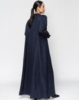 Luxury Winter Silk Blue Abaya