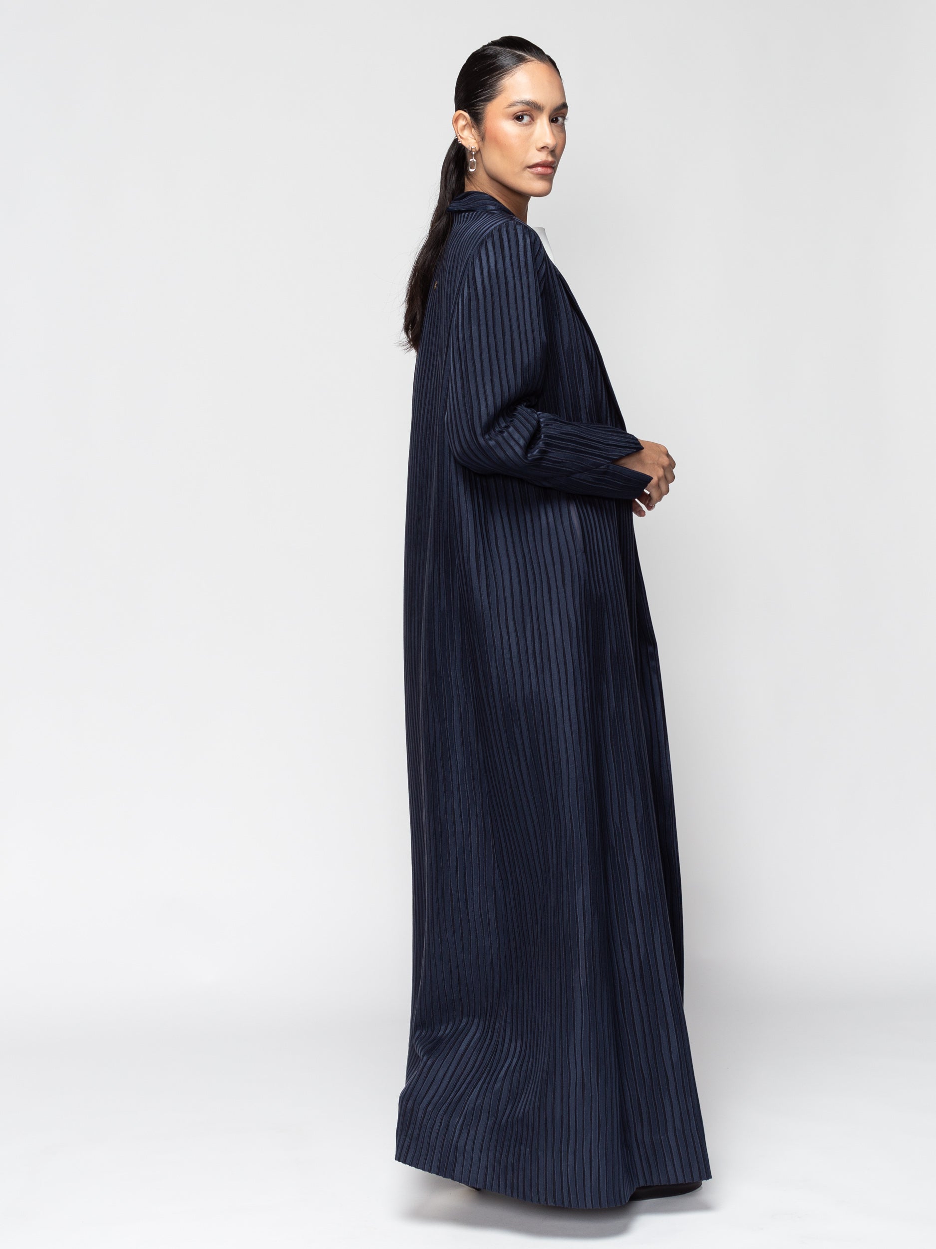 Luxury Winter Silk Blue Abaya