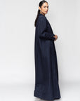 Luxury Winter Silk Blue Abaya