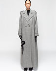 Winter Trench in Grey with Velvet Applique