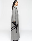 Winter Trench in Grey with Velvet Applique