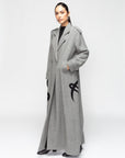 Winter Trench in Grey with Velvet Applique