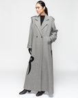 Winter Trench in Grey with Velvet Applique