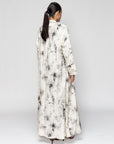 Flowy Off-White Floral Abaya