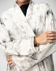 Flowy Off-White Floral Abaya