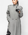 Winter Trench in Grey with Velvet Applique