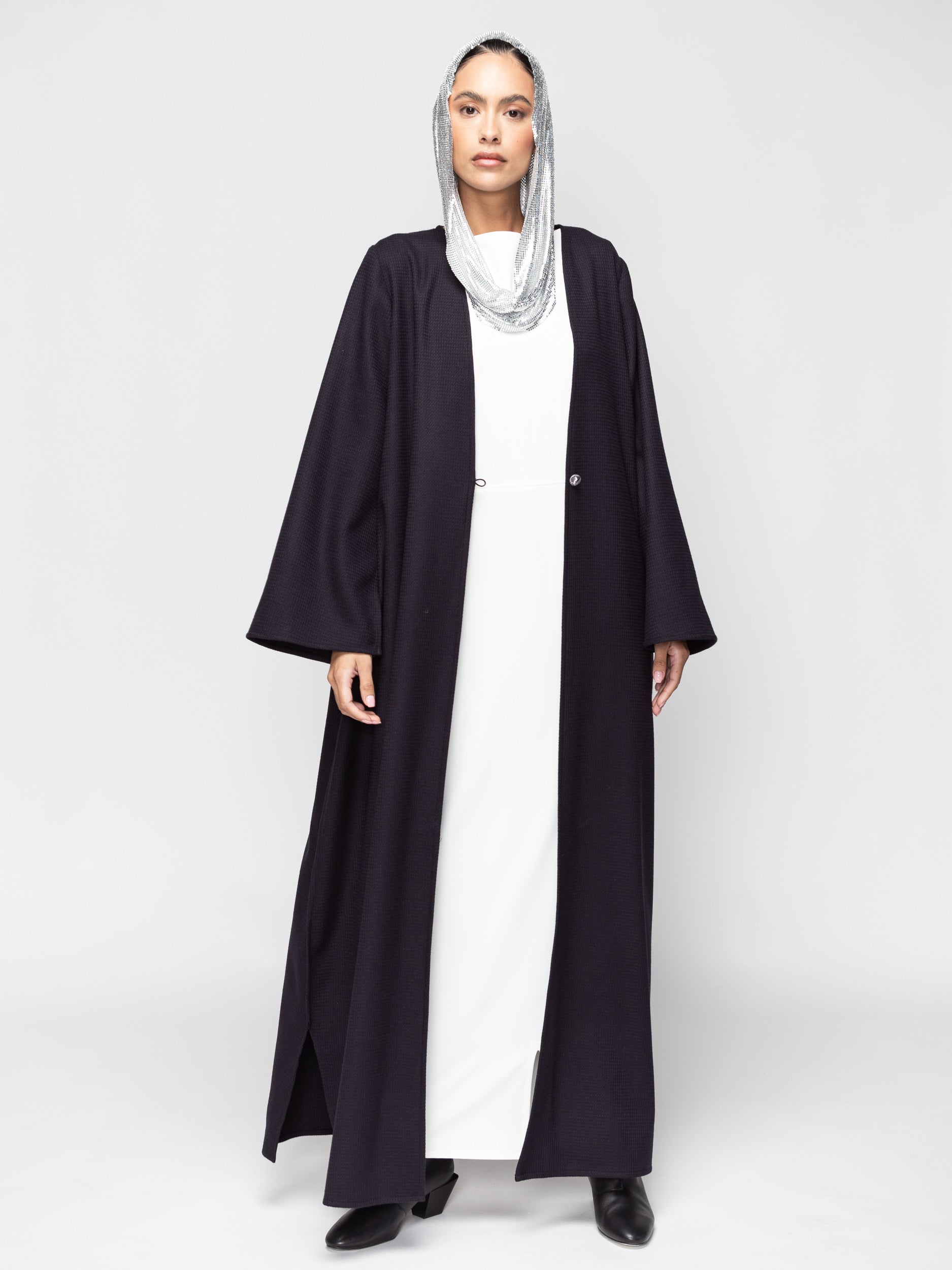 Light Wool Loose Abaya in Dark Blue