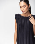 Pleated Dress in Dark Blue