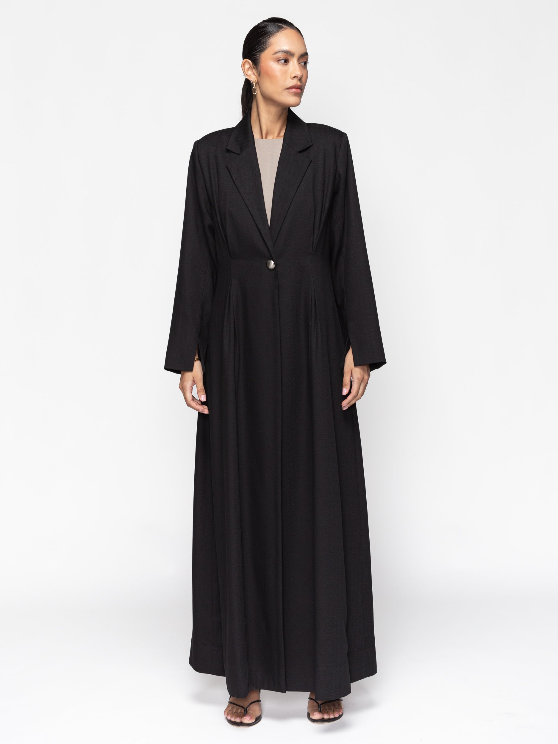 Suit Abaya in Black Tencel Twill